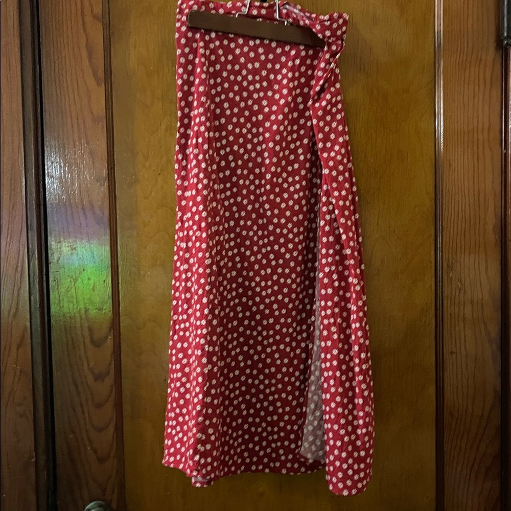 Reformation Red Floral Midi Skirt - Picture 3 of 8